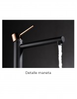 Grifo moderno lavabo largo negor oro rosa ambiente
