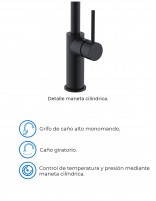 Grifo cocina negro Imex detalles