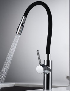 Grifo cocina negro flexible ambiente ducha