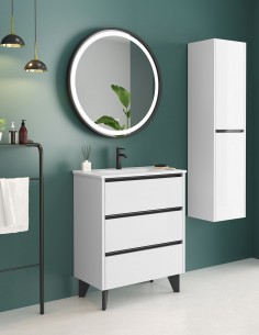 Mueble baño con lavabo fondo reducido madera modelo Siena de Coycama blanco