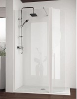 Mampara blanca fijo más abatible modelo SALÓNICA de Kassandra