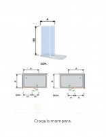 Mampara blanca fijo más abatible croquis