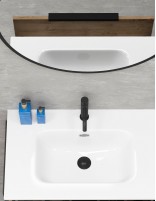 Espejo baño redondo negro detalle