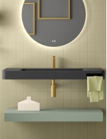 Encimera lavabo frente antracita y estante leaf