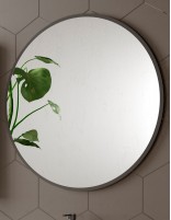 Espejo baño redondo negro marrón