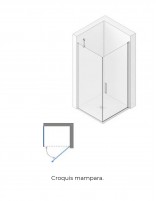 Mampara angular abatible negra croquis