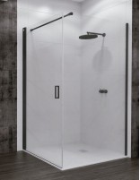 Mampara angular abatible negra modelo AMINA Black Line de Seviban