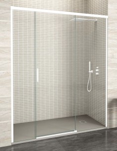 Mampara de ducha puerta central modelo Jazz blanca mate