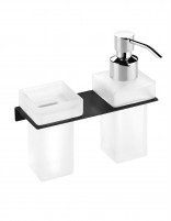 Portavaso + dosificador jabón - PLEXO negro de PyP