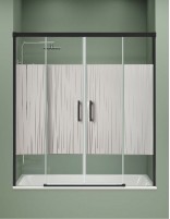 Mampara de bañera negra jazz decorado líneas