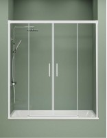 Mampara bañera frontal blanca modelo Jazz de 2 fijos y 2 correderas