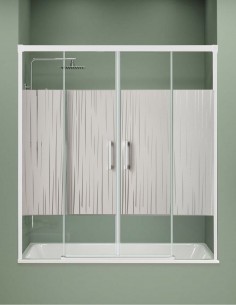 Mampara bañera frontal blanca modelo Jazz de 2 fijos y 2 correderas 2
