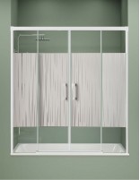 Mampara bañera frontal blanca decorada