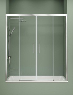 Mampara de bañera frontales 2 fijas y 2 correderas cromo Jazz