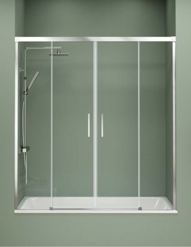 Mampara de bañera frontales 2 fijas y 2 correderas cromo Jazz