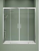 Mampara de bañera frontales 2 fijas y 2 correderas cromo Jazz