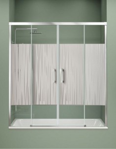 Mampara de bañera frontales 2 fijas y 2 correderas cromo Jazz 2