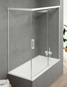 Mampara bañera transparente modelo Jazz frontal + lateral fijo