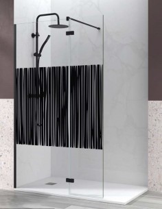 Mampara negra abatible modelo ON OFF de líneas