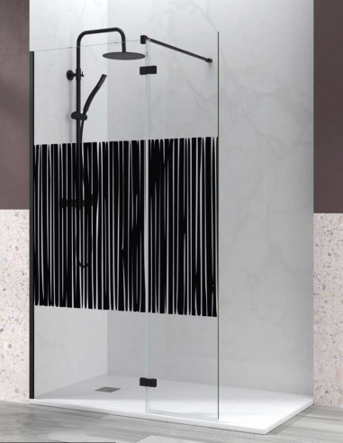 Mampara negra abatible modelo ON OFF de líneas