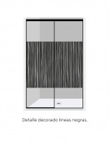 Mampara negra abatible detalle decorado líneas negras