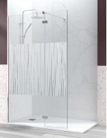 Mampara de ducha fija y abatible decorado líneas