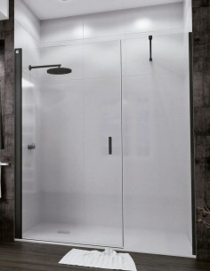 Mampara de ducha fija y abatible negra modelo Nadia Black Line de Seviban