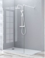Mampara de ducha fija blanca mate modelo MALLORCA de 8 mm