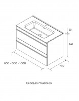 Mueble baño con lavabo suspendido croquis mueble