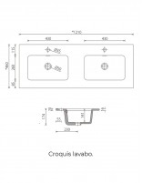 Mueble baño 120 doble seno croquis lavabo