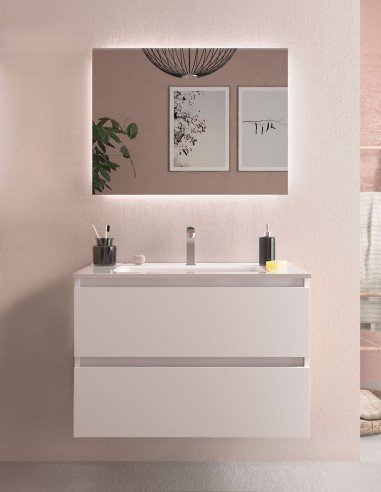 Mueble de baño suspendido blanco mate 80