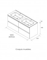 Mueble baño suspendido 120 croquis