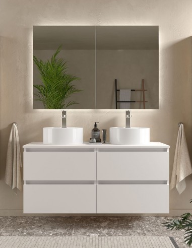 Mueble de baño suspendido de 120 cm blanco mate