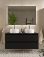 Mueble de baño suspendido de 120 cm negro mate