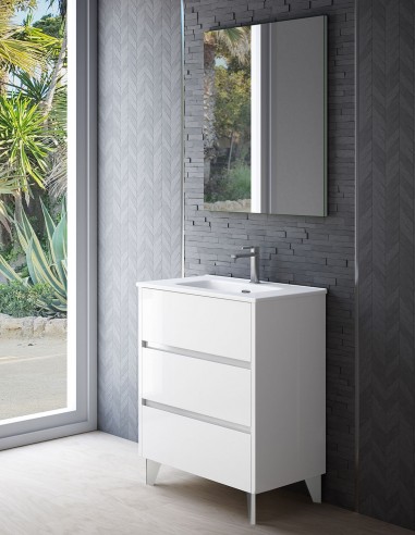 Mueble baño con lavabo fondo reducido blanco