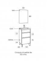 Mueble baño fondo reducido 40 cm croquis 50 cm