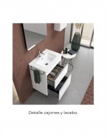 Mueble baño fondo reducido 40 cm detalle lavabo y cajones 60 cm