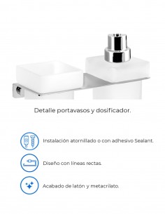 Portavaso + dosificador jabón - PLEXO cromo de PyP 2