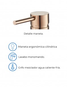 Grifo lavabo bajo oro rosa modelo LIKE de Aquassent. 2