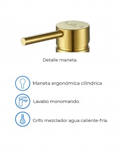 Grifo lavabo bajo oro cepillado monomando para lavabo LIKE de Aquassent 2