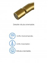 Grifo bidé orientable oro cepillado datos