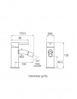 Grifo bidé orientable oro cepillado croquis