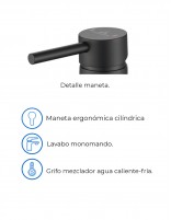 Grifo lavabo alto negro mate especificaciones
