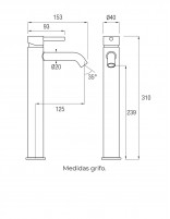 Grifo lavabo alto negro mate croquis