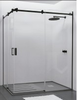 Mampara de ducha angular negra modelo VELA Black Line