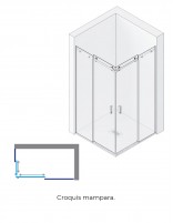 Mampara de ducha angular negra croquis