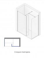 Mampara de ducha tres hojas fijas croquis