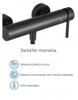 Datos Grifo ducha negro efecto lluvia - LIKE de Aquassent
