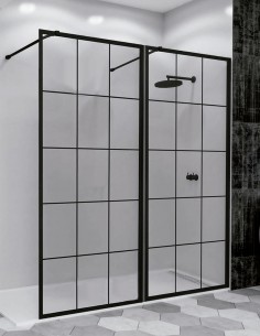Mampara de ducha dos fijos modelo MELODY Black Line de Seviban