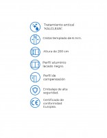 Mampara de ducha tres hojas correderas negra datos